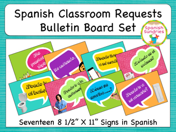 Preview of Spanish Classroom Requests Bulletin Board Set
