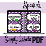 Spanish Classroom Supply Labels with Graphics/ Clip Art