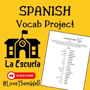 Preview of Spanish "School" Vocabulary Project | La Escuela