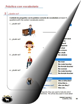 Preview of Spanish Classroom Vocabulary, Gender/Number of Nouns, Articles (Unidad 3)