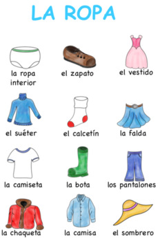 Spanish Clothes POSTERS by Madina | Teachers Pay Teachers