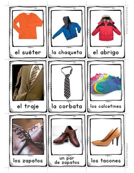 Spanish Clothes Shopping 2 Vocabulary Posters & Flashcards with Real Photos