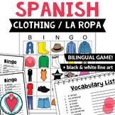 Spanish Clothing Bingo Loteria Game and Vocabulary Workshe