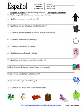 Clothes Vocabulary Quiz