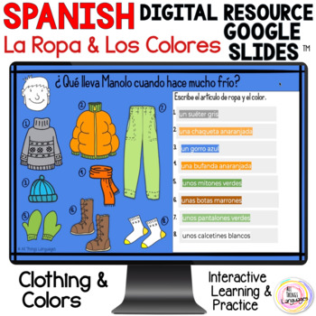 Preview of Spanish Clothing & Colors Digital Activities La Ropa y Los Colores