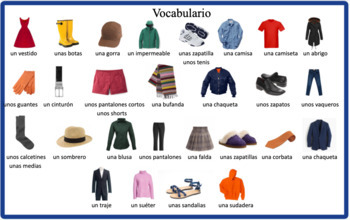 Spanish Clothing Digital, Google Slides™ Vocabulary Activities | TpT