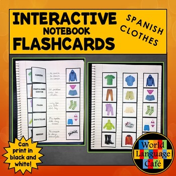 Preview of Spanish Clothing Flashcards Clothes Interactive Notebook Flashcards La Ropa