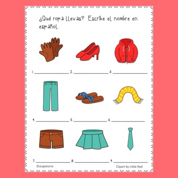 Spanish Clothing La ropa Google Drive Activity Distance Learning