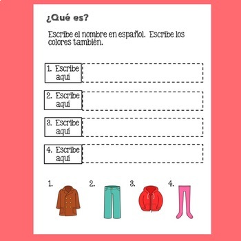 Spanish Clothing La ropa Google Drive Activity Distance Learning