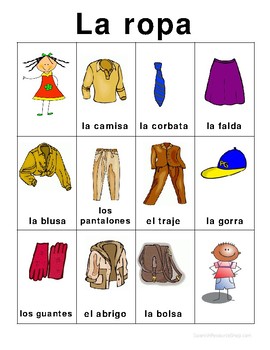 Spanish Clothing Song by Spanish Resource Shop | TpT