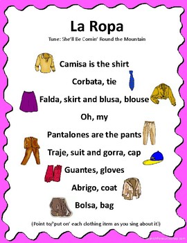 Preview of Spanish Clothing Song