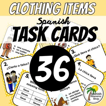 Preview of Spanish Clothing Task Cards