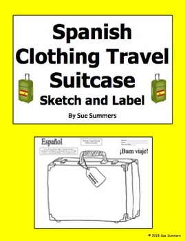 Preview of Spanish Clothing Travel Suitcase Sketch and Label - La Maleta y Viajar