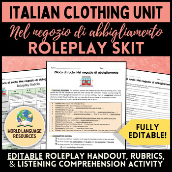 Preview of Italian Clothing Unit: Roleplay at a Negozio di abbigliamento
