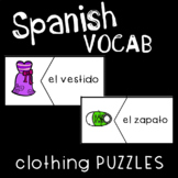 Clothing in Spanish Vocabulary Puzzles- Ropa