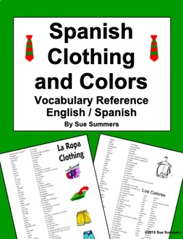 Preview of Spanish Clothing Vocabulary Reference - Bilingual English/Spanish - La Ropa