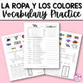 Spanish Clothing and Colors Vocabulary Worksheets Practice