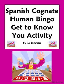 Preview of Spanish Cognates Human Bingo Back to School Get to Know You Activity