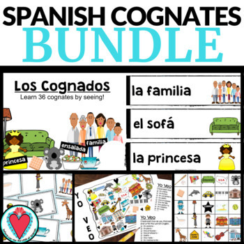 Preview of Spanish Back to School Cognates Activities Bundle Vocabulary Games for Spanish 1