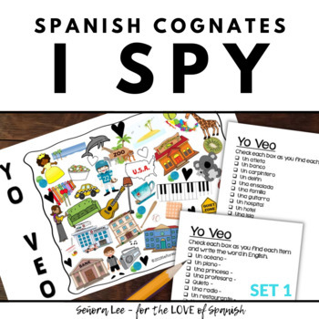 Preview of Spanish Cognates Activity Beginning Spanish Vocabulary Lists I Spy Yo Veo Game