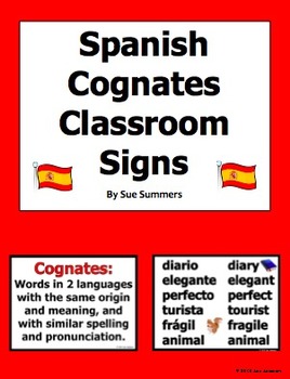 Preview of Spanish Cognates Classroom Signs 2 Designs