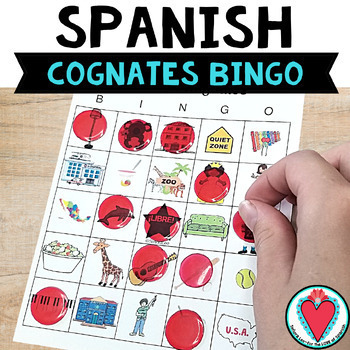 Preview of Back to School Spanish Cognates Bingo Game Pictures Loteria Spanish 1 Vocabulary