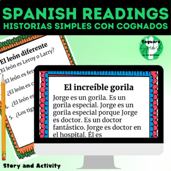 Preview of Spanish Cognates Reading and Stories | Historias simples con cognados