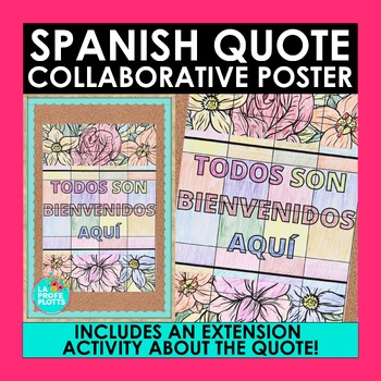Preview of Spanish Collaborative Poster Back to School Activity Todos Son Bienvenidos Aquí