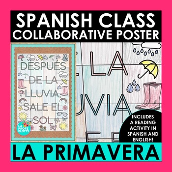 Preview of Spanish Collaborative Poster Spring Quote and Reading Activity