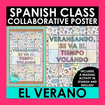 Preview of Spanish Collaborative Poster Summer Quote and Reading Activity