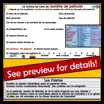 Spanish Colombia Lessons and Movie Activities - Culture, Music, Videos ...