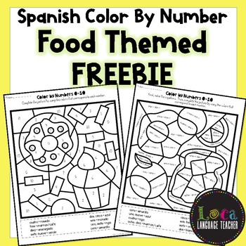 Preview of Spanish Color By Number Food FREEBIE