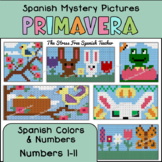 Spanish Color By Number SPRING Mystery Pictures for PRIMAV