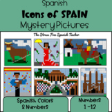 SPAIN themed Spanish Color By Number practice Colors and N
