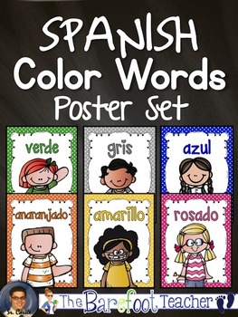Spanish Color Words Poster Set by The Spanish Spot | TpT