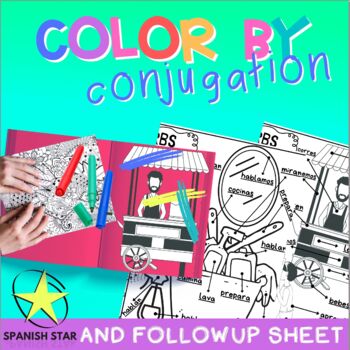 Preview of Color by Conjugation - Spanish Present Tense - Bonus Homework Worksheet