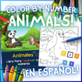 ¡Aprender Español! Spanish Color by Number: Animals! Print