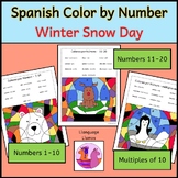 Spanish Winter Snow Day Color by Numbers 1-10, Teen Number