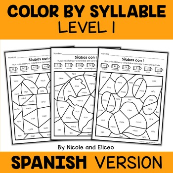 Preview of Spanish Color by Syllable Activities 1
