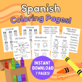 Spanish Coloring Activities, Coloring Pages, Spanish Vocab