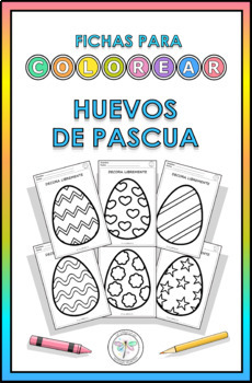 Preview of Spanish Coloring Easter Spring Eggs Colorear Huevos de Pascua Primavera