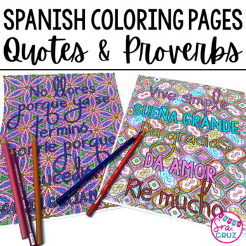 Preview of Spanish Coloring Pages Adult Coloring for Fast Finishers - Quotes and Proverbs
