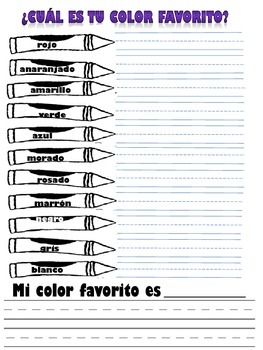 Spanish Colors Activity by Spanish Weekly | Teachers Pay Teachers