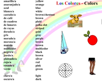 Preview of Spanish Colors / Colores Smart Board Vocabulary Games and Grammar