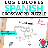 Spanish Colors Crossword Puzzle - Emergency Spanish Sub Pl
