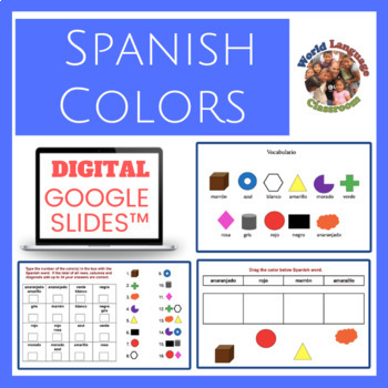 Preview of Spanish Colors Digital, Google Slides™ Vocabulary Activities