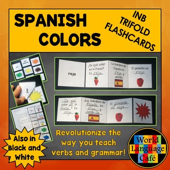 Preview of Spanish Colors Flashcards Interactive Notebook Trifold Flashcards Los colores
