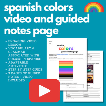 Preview of Spanish Colors (Los colores) Video and Guided Notes Page (Spanish 1)