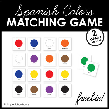 Preview of Spanish Colors Matching Game • Los Colores • PreK/Kinder/Elementary