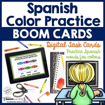 Preview of Spanish Colors Vocabulary Game Los Colores Boom Cards Digital